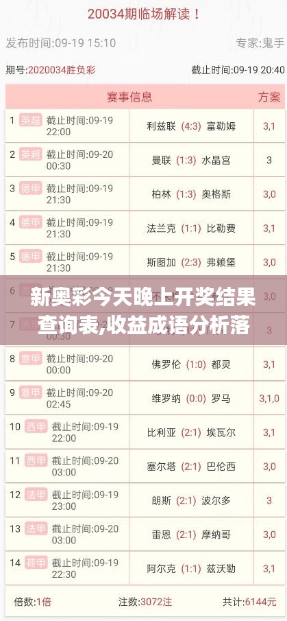 新奥彩今天晚上开奖结果查询表,收益成语分析落实_影像版9.507