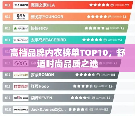 高档品牌内衣榜单TOP10，舒适时尚品质之选