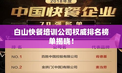 白山快餐培训公司权威排名榜单揭晓！