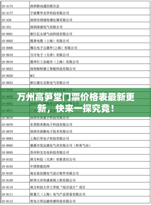 万州高笋堂门票价格表最新更新，快来一探究竟！